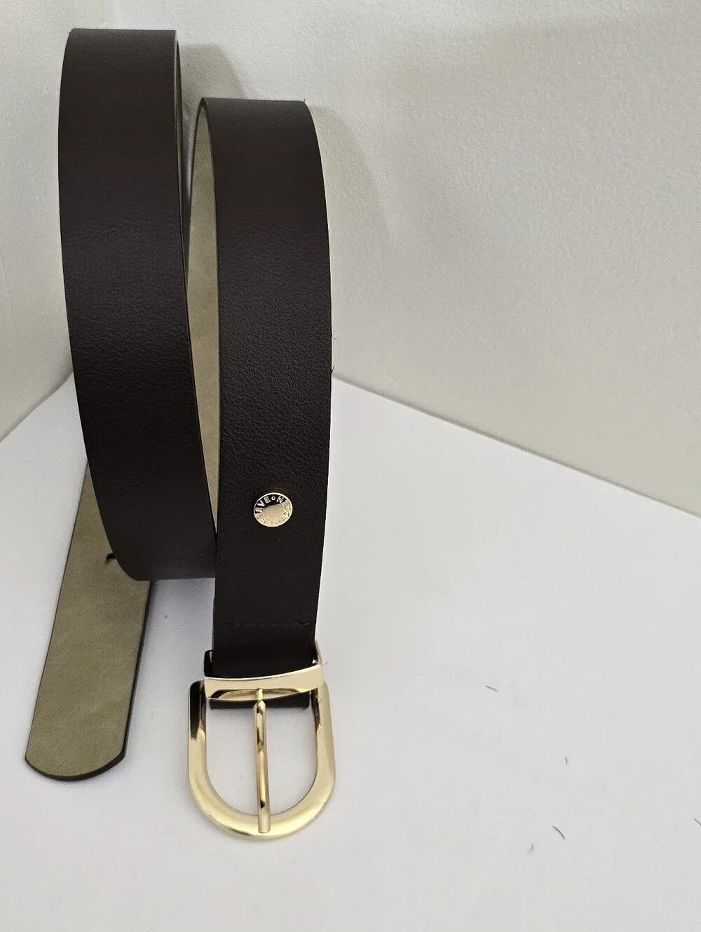 STEVE MADDEN women's size XL Faux Leather Fashion Logo Belt Brown‎